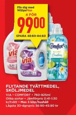 Willys FLYTANDE TVÄTTMEDEL, SKÖLJMEDEL, Medlemspris erbjuda