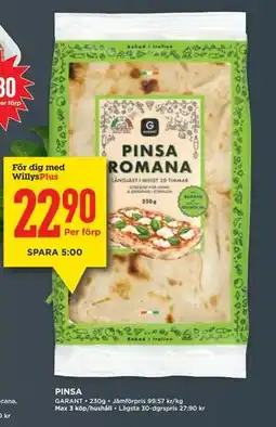 Willys PINSA, Medlemspris erbjuda