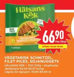Willys VEGETARISK SCHNITZEL, FILET PICES, SOJANUGGETS, SEK 66.9 erbjuda
