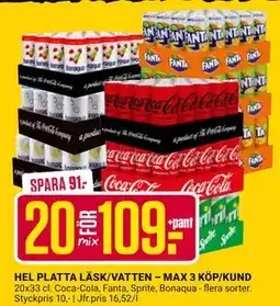 ÖoB HEL PLATTA LÄSK/VATTEN – MAX 3 KÖP/KUND, SEK 109 erbjuda