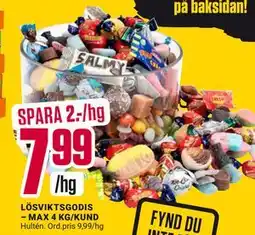 ÖoB LÖSVIKTSGODIS – MAX 4 KG/KUND, SEK 7.99 erbjuda