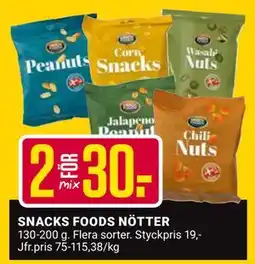 ÖoB SNACKS FOODS NÖTTER, SEK 30 erbjuda