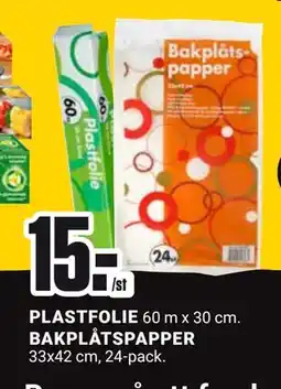 ÖoB BAKPLÅTSPAPPER, PLASTFOLIE, SEK 15 erbjuda