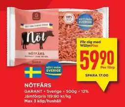 Willys Hemma NÖTFÄRS, Medlemspris erbjuda