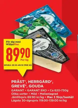 PRÄST , HERRGÅRD , GREVÉ , GOUDA, Medlemspris