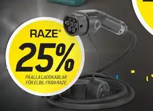 thansen 25% PÅ ALLA LADDKABLAR FÖR ELBIL FRÅN RAZE erbjuda