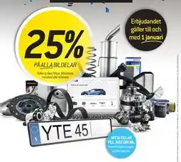 thansen 25% PÅ ALLA BILDELAR erbjuda