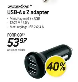 thansen USB-A x 2 adapter, SEK 53.97 erbjuda