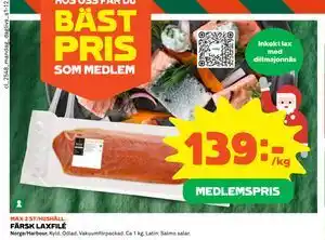 FÄRSK LAXFILÉ, Medlemspris