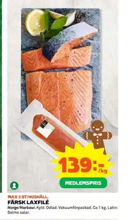 Coop Daglivs FÄRSK LAXFILÉ, Medlemspris erbjuda