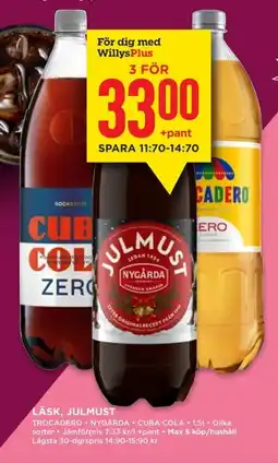 Willys Läsk, julmust erbjuda