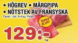 Nya Pulsen Högrev• märgpipa • nötstek av fransyska erbjuda