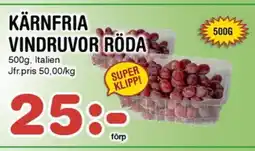 Nya Pulsen Kärnfria vindruvor röda erbjuda