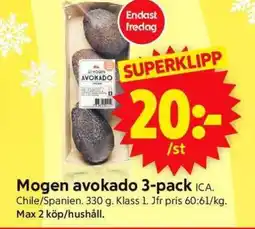 ICA Supermarket MOGEN AVOKADO 3-PACK erbjuda