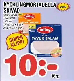 Nya Pulsen Milay Kycklingmortadella skivad erbjuda