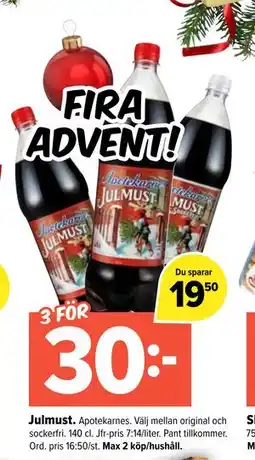 Coop Extra Julmust., SEK 30 erbjuda