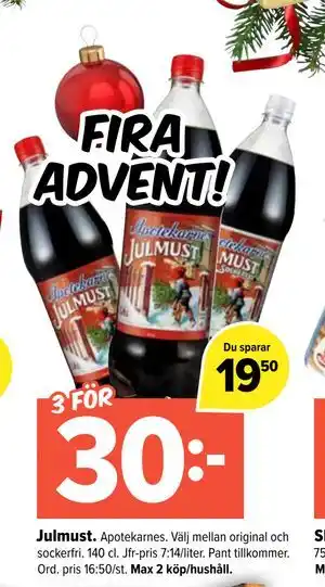 Julmust., SEK 30