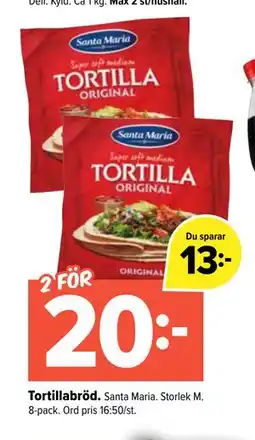 Coop Extra Tortillabröd., SEK 20 erbjuda
