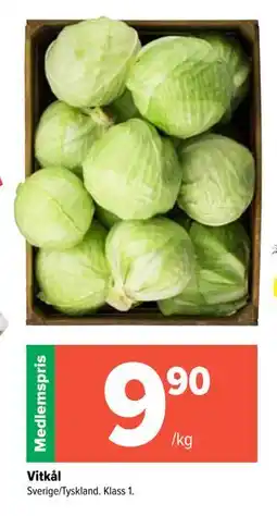 Coop Extra Vitkål, Medlemspris erbjuda