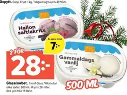 Coop Extra Glass/sorbet, SEK 28 erbjuda