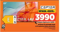 Power Cepter 4k smart tv med dolby audio ai pq optimerar bilden automatiskt erbjuda