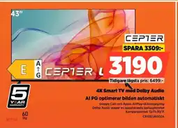 Power Cepter 4k smart tv med dolby audio ai pq optimerar bilden automatiskt erbjuda