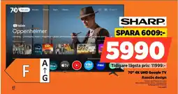 Power Sharp 70" 4k uhd google tv ramlös design erbjuda