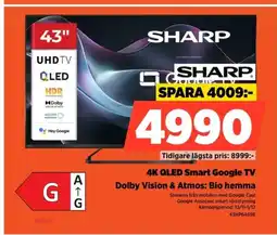 Power SHARP 4K QLED Smart Google TV Dolby Vision & Atmos: Bio hemma erbjuda