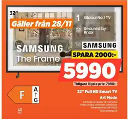 Power Samsung 32" full hd smart tv art mode erbjuda