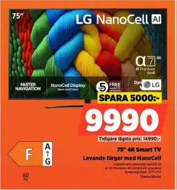 Power LG 75" 4k smart tv levande färger med nanocell erbjuda