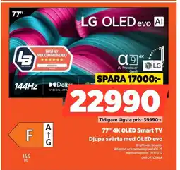 Power LG 77" 4K OLED Smart TV Djupa svärta med OLED evo erbjuda