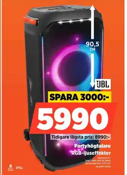 Power JBL Partyhögtalare RGB-ljuseffekter erbjuda