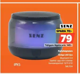 Power SENZ Partyhögtalare Roliga LED-ljus erbjuda