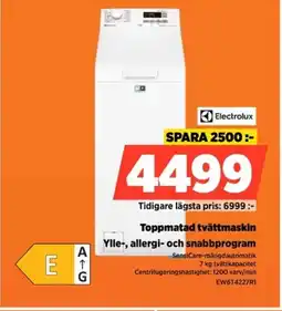 Power Electrolux Toppmatad tvättmaskin Ylle-, allergi- och snabbprogram erbjuda