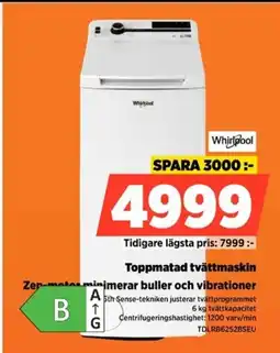 Power Whirlpool toppmatad tvättmaskin zep-mataxminimerar buller och vibrationer erbjuda