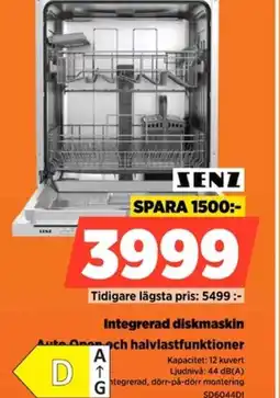 Power SENZ Integrerad diskmaskin ach halvlastfunktioner erbjuda