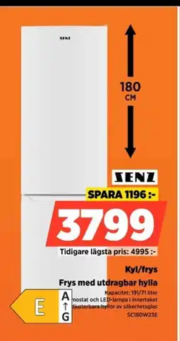 Power SENZ Kyl/frys Frys med utdragbar hylla erbjuda