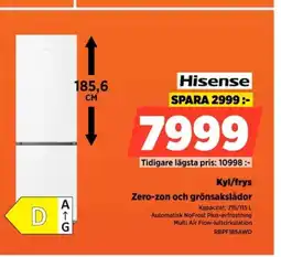Power Hisense Kyl/frys Zero-zon och grönsakslådor erbjuda