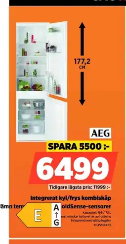 Power AEG Integrerat kyl/frys kombiskåp A oldSense-sensorer erbjuda
