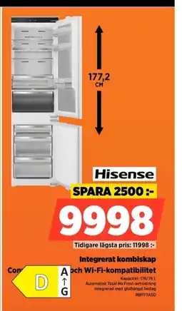 Power Hisense Integrerat kombiskap A och Wi-Fi-kompatibilitet erbjuda