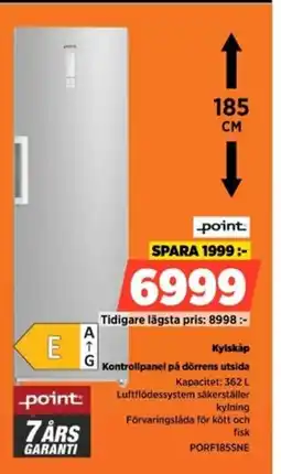 Power Point kylskåp kontrollpanel på dörrens utsida erbjuda