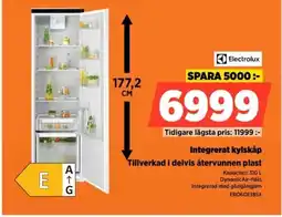 Power Electrolux Integrerat kylskåp Tillverkad i delvis återvunnen plast erbjuda