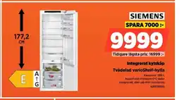 Power SIEMENS Integrerat kylskåp Tvådelad varioShelf-hylla erbjuda