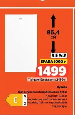 Power SENZ Kylskåp LED-belysning och höjdjusterbara hyllor erbjuda