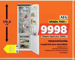 Power AEG Integrerad kylskåp LongFresh zero zone-lådor erbjuda
