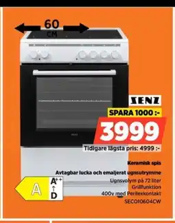 Power SENZ Keramisk spis Avtagbar lucka och emaljerat ugnsutrymme erbjuda