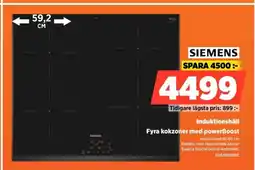 Power SIEMENS Induktionshäll Fyra kokzoner med powerBoost erbjuda