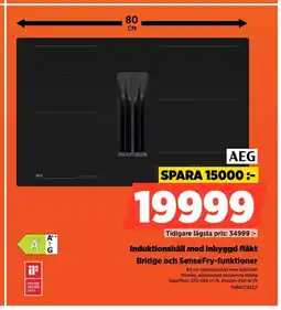 Power AEG Induktionshäll med inbyggd fläkt Bridge och SenseFry-funktioner erbjuda