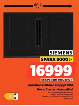 Power SIEMENS Induktionshäll med inbyggd fläkt Home Connect-kompatibel erbjuda