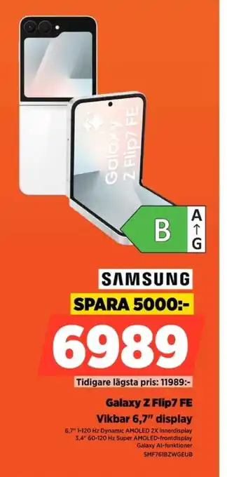 SAMSUNG Galaxy Z Flip7 FE Vikbar 6,7" display